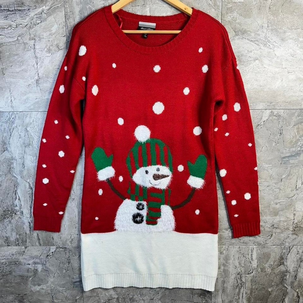 Allison Brittany Red &‎ white Christmas sweater dress women's M winterfashion